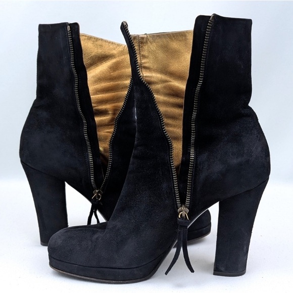 Miu Miu size 9 is a product of Prada 🖤 Black Suede Heeled Boots - Picture 3 of 12